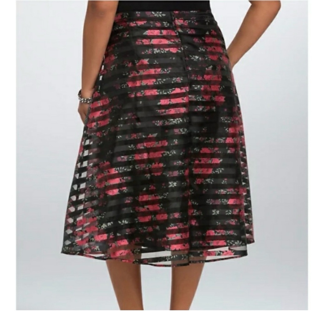 187- Torrid Black stripe and foral Midi Skirt - Picture 2 of 4
